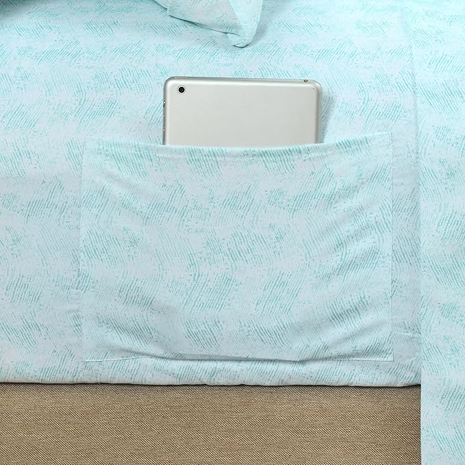 Elegant Comfort Softest and Coziest 6-Piece Sheet Set - 1500 Premium Hotel Quality Microfiber - Deep Pocket, Wrinkle Resistant 6-Piece Wave Pattern Bed Sheet Set, King, Wave Aqua - LeafyLoom