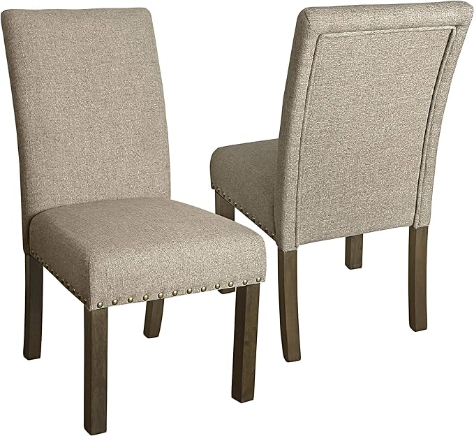 HomePop Classic Parsons Dining Chairs, Tan (Set of 2) - LeafyLoom