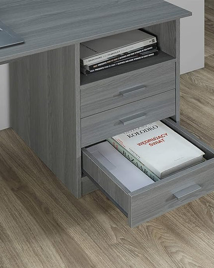 Techni Mobili RTA-8404-GRY Classic Computer Desk with Multiple Drawers, 51.2" W x 23.6" D x 29.5" H, Grey - LeafyLoom