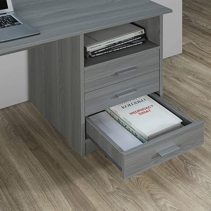 Techni Mobili RTA-8404-GRY Classic Computer Desk with Multiple Drawers, 51.2" W x 23.6" D x 29.5" H, Grey - LeafyLoom