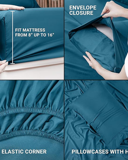 Utopia Bedding Twin Bed Sheets Set - 3 Piece Bedding - Brushed Microfiber - Shrinkage and Fade Resistant - Easy Care (Twin, Denim Blue) - LeafyLoom