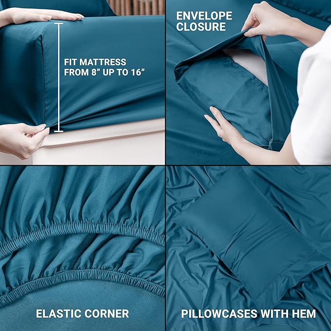 Utopia Bedding Twin Bed Sheets Set - 3 Piece Bedding - Brushed Microfiber - Shrinkage and Fade Resistant - Easy Care (Twin, Denim Blue) - LeafyLoom