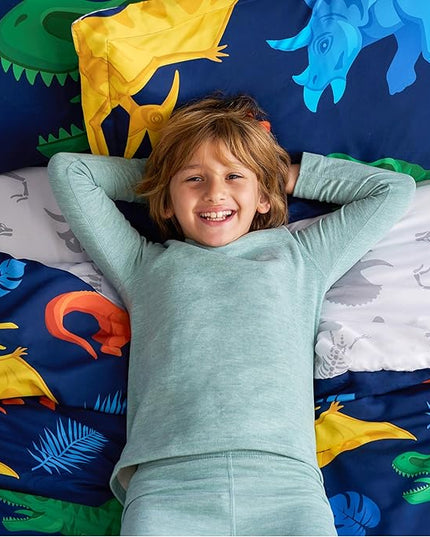 Joiedomi Kid Twin Comforter Set - 5 Piece Dinosaur Bedding Set for Boys/Girls - Super Soft Microfiber Bed in a Bag with Comforter, Sheets, Pillowcase & Sham - LeafyLoom
