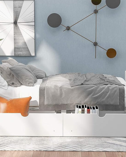 Merax Multifunctional Wood Daybed with Drawers Sofa Storage Bed with Headboard/Space Saving/No Box Spring Needed White - LeafyLoom