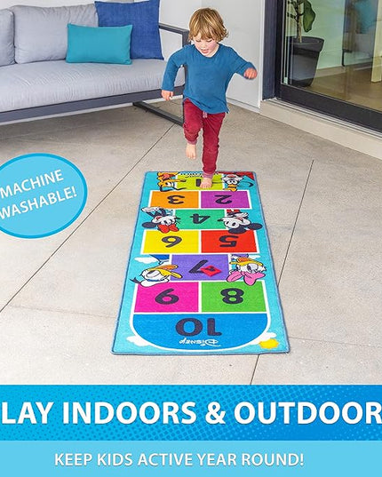Disney Mickey and Friends 6.5 ft Hopscotch Rug by GoSports - Indoor/Outdoor Playroom Game for Kids - LeafyLoom