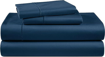 LANE LINEN 100% Egyptian Cotton Bed Sheets - 1000 Thread Count 4PC Queen Sheets Set, Long Staple Cotton Bedding Sheets, Sateen Weave, Luxury Hotel Sheets, Deep Pocket - Estate Blue - LeafyLoom