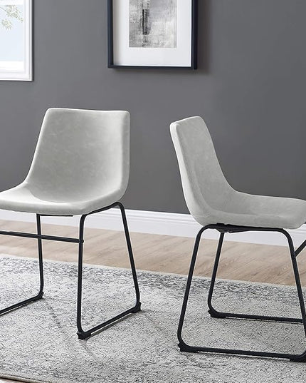 Walker Edison Douglas Urban Industrial Faux Leather Armless Dining Chairs, Set of 2, Grey - LeafyLoom