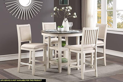NicBex Dining Table for 4 Kitchen Table and Chairs 5Pc Counter Height Dining Set Table with Built-in Shelves and 4X Counter Height Chairs for Dining Room and Restaurant, Antique White - LeafyLoom