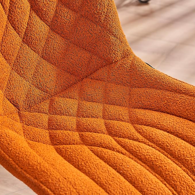 Mid Century Modern Dining Chairs Set of 2, Upholstered Dining Room Chairs with Sturdy Metal Legs, Boucle Armless Accent Side Chairs for Kitchen, Living Room, Orange - LeafyLoom