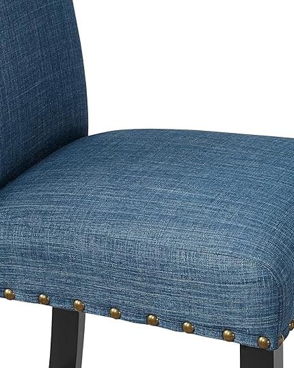 New Classic Furniture Crispin Dining Chair (Set of Six), 100% Polyester Marine Blue Fabric with Espresso Legs - LeafyLoom