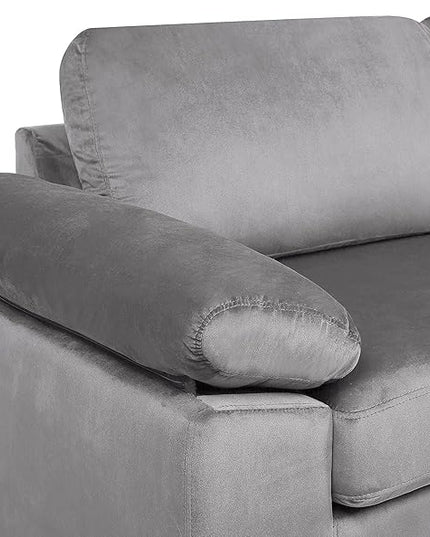 L Shaped Couch with Chaise, Velvet Upholstered Sectional, Metal Leg & Rolled Armrests, Futon Sofa for Living Room, Apartment and Office, Gray, 101.2, Gray1 - LeafyLoom