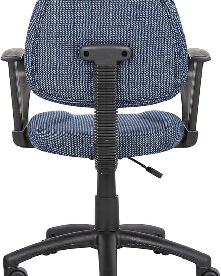 Boss Office Products Perfect Posture Delux Fabric Task Chair with Loop Arms in Blue - LeafyLoom