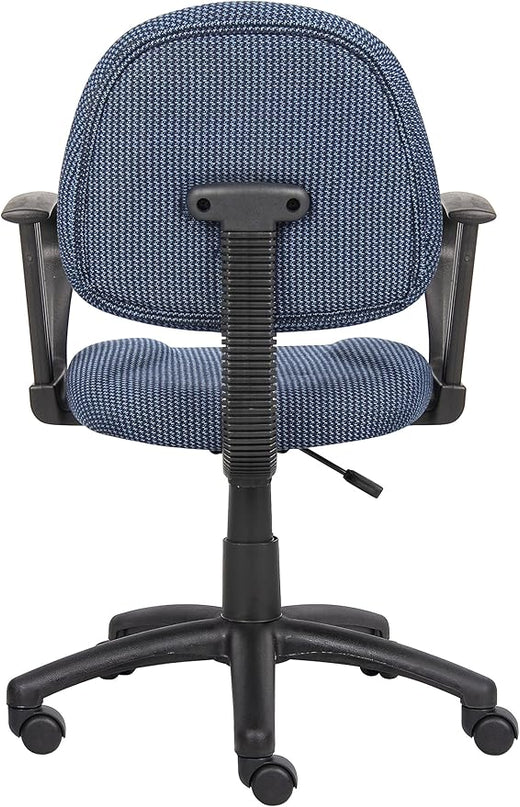 Boss Office Products Perfect Posture Delux Fabric Task Chair with Loop Arms in Blue - LeafyLoom