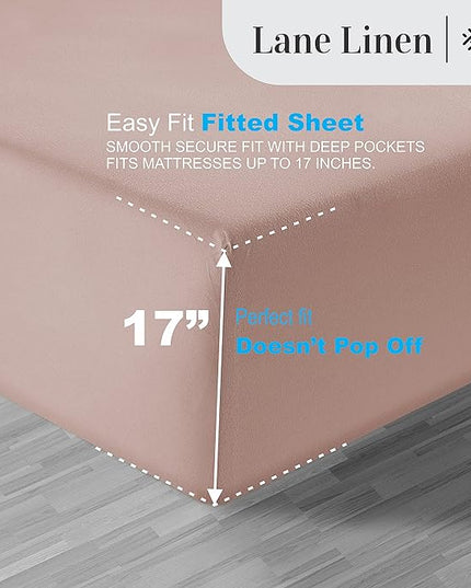 LANE LINEN 100% Egyptian Cotton Bed Sheets - 1000 Thread Count 3-Piece Twin Set Long Staple Bedding Sateen Weave Luxury Hotel Fits Upto 16" Mattress Sepia Rose - LeafyLoom