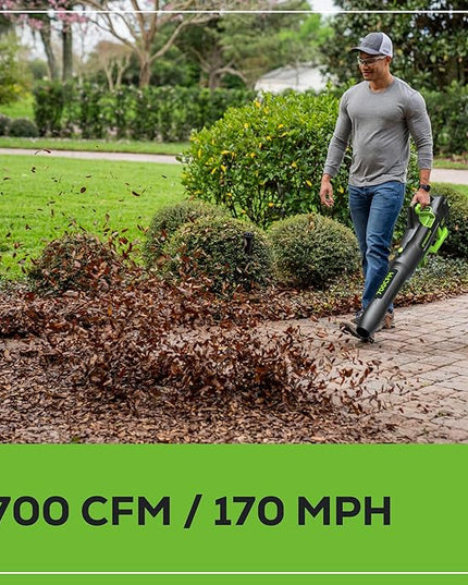 Greenworks 80V 700 CFM Cordless Leaf Blower, 2.5Ah Battery and 45 Minute Rapid Charger - LeafyLoom