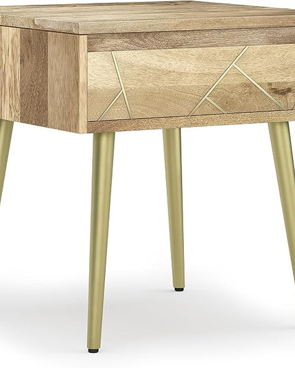 SIMPLIHOME Jager Contemporay Mid Century 22 Inch Wide Metal Side Table in Natural, for The Living Room and Bedroom - LeafyLoom