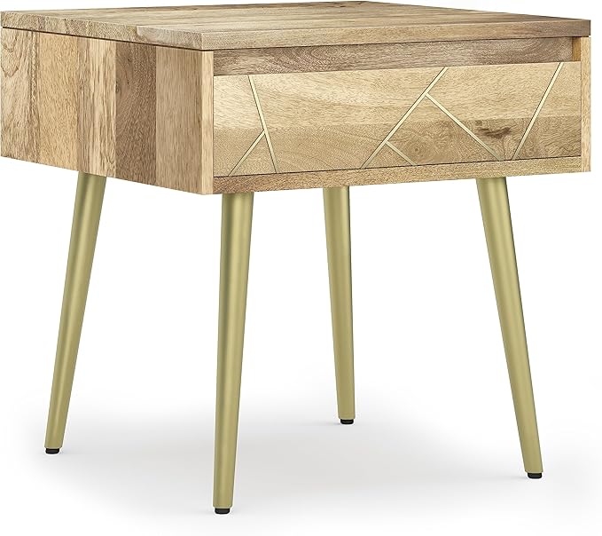 SIMPLIHOME Jager Contemporay Mid Century 22 Inch Wide Metal Side Table in Natural, for The Living Room and Bedroom - LeafyLoom
