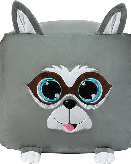 Cute Raccoon Toy Organizers and Storage for Kids Room Decor, Childrens Bean Bag Chairs, Extra Large Size, Velvet Super Soft Cover Only - LeafyLoom