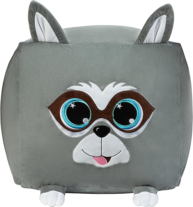 Cute Raccoon Toy Organizers and Storage for Kids Room Decor, Childrens Bean Bag Chairs, Extra Large Size, Velvet Super Soft Cover Only - LeafyLoom