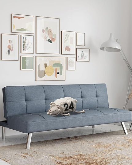 Serta Rane Convertible Sofa Lounger Microfiber Light Grey Full - LeafyLoom