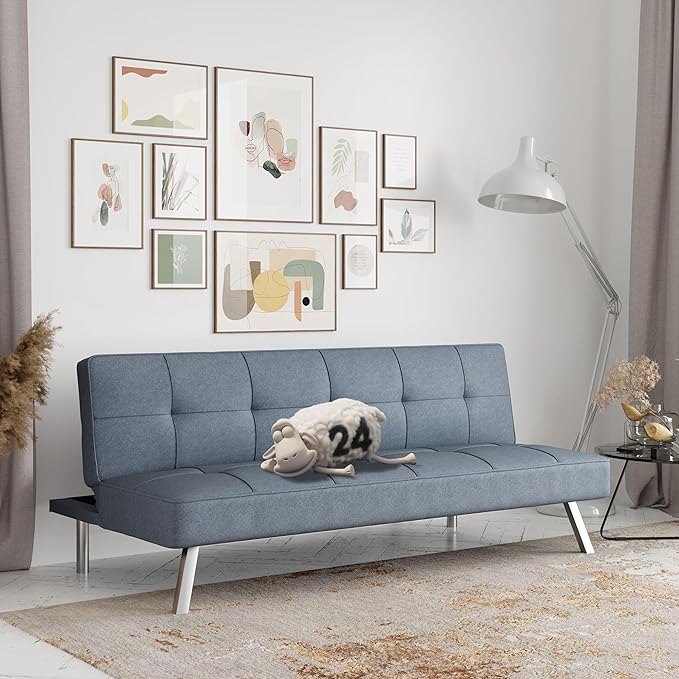 Serta Rane Convertible Sofa Lounger Microfiber Light Grey Full - LeafyLoom