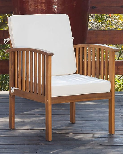 Christopher Knight Home Carolina Outdoor Acacia Sofa Set, 4-Pcs Set, Brown Patina + Cream Cushion - LeafyLoom