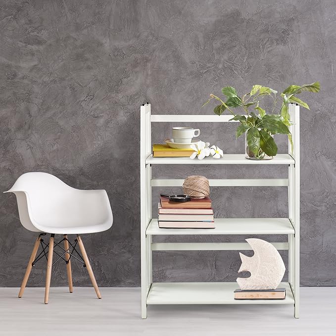 Casual Home 3-Shelf Folding Stackable Bookcase (27.5" Wide)-White - LeafyLoom