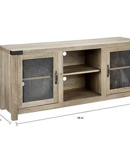 ROCKPOINT 58inch TV Stand Entertaiment Media Console Center Industrial Style Door, Grey wash - LeafyLoom