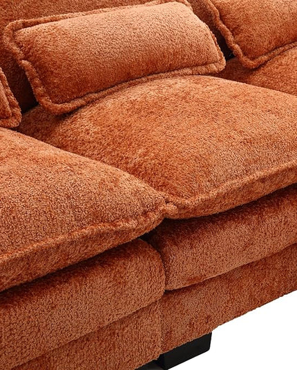 110.63" Chenille Fabric Upholstered Sectional Sofa with Double Chaises & Solid Wood Legs, U-Shape Oversized Modular Couch with 2 Layered & Detachable Seat Cushions for Living Room, Apartment - LeafyLoom