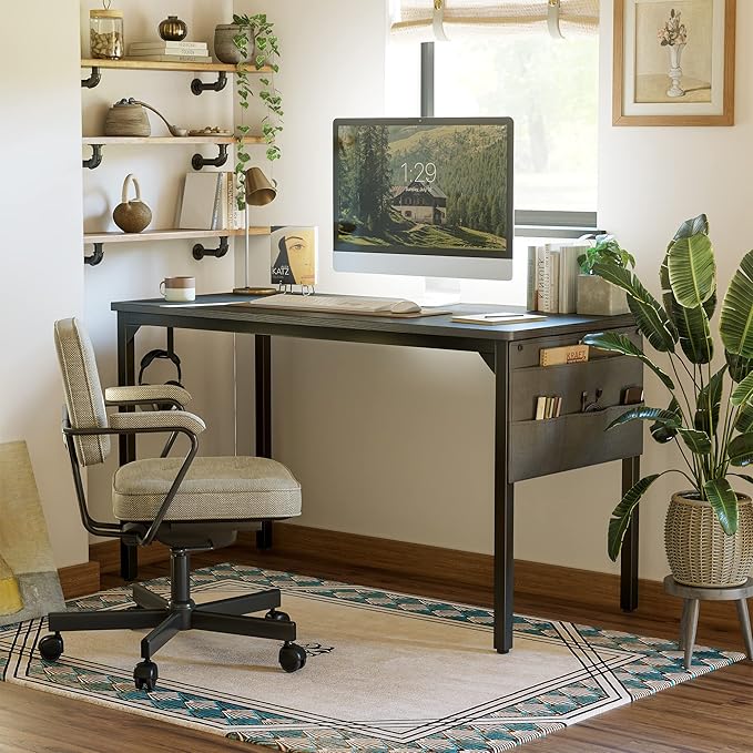 BANTI Computer Desk, 32 inch Home Office Writing Study Desks with Storage Bag, Small PC Table, Modern Simple Style for Space-Saving, Black - LeafyLoom