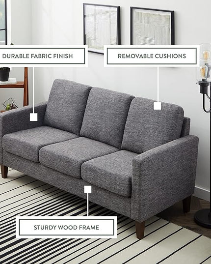 Edenbrook Archer Upholstered Couch – Couches for Living Room - Charcoal Upholstered Couch - Living Room Furniture - Small Couch - Seats Three - Straight Arm Modern Couch, Sofa, Charcoal - LeafyLoom