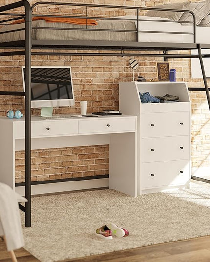 Ameriwood Home The Loft 2 Drawer Desk, White - LeafyLoom
