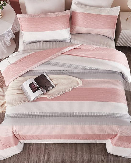 Litanika Pink Twin/Twin XL Comforter Set for Girls - 2 Pieces Blush Twin Extra Long Size Lightweight Bedding Comforter Set, All Season Down Alternative Comforter - LeafyLoom