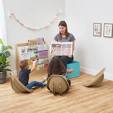 ECR4Kids Leaf Floor Seat, Rocker Chair, Sand, 6-Piece - LeafyLoom