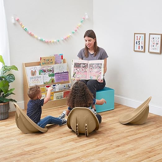 ECR4Kids Leaf Floor Seat, Rocker Chair, Sand, 6-Piece - LeafyLoom