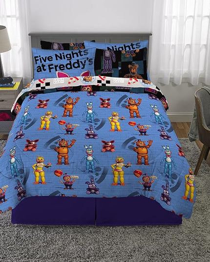 Franco Kids Bedding Super Soft Comforter and Sheet Set with Sham, 7 Piece Full Size, Five Nights At Freddy's - LeafyLoom