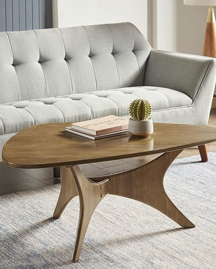 INK+IVY Blaze Triangle Wood Coffee Table Plywood with Wood Veneer Legs, Mid-Century Modern, Easy Assembly, Accent Furniture For Living Room, Minimalist Décor, Light Brown - LeafyLoom