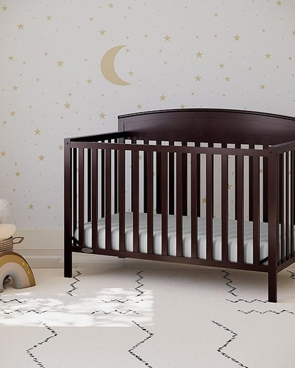 Graco Benton 5-in-1 Convertible Crib (Espresso) – GREENGUARD Gold Certified, Converts from Baby Crib to Toddler Bed, Daybed and Full-Size Bed, Fits Standard Full-Size Crib Mattress - LeafyLoom