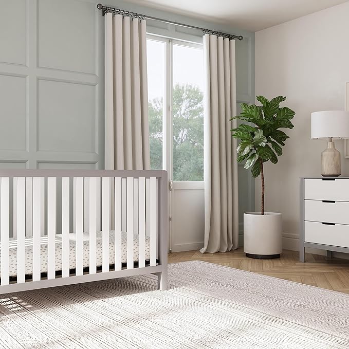 Carter's by DaVinci Colby 4-in-1 Low-Profile Convertible Crib in Grey and White, Greenguard Gold Certified - LeafyLoom