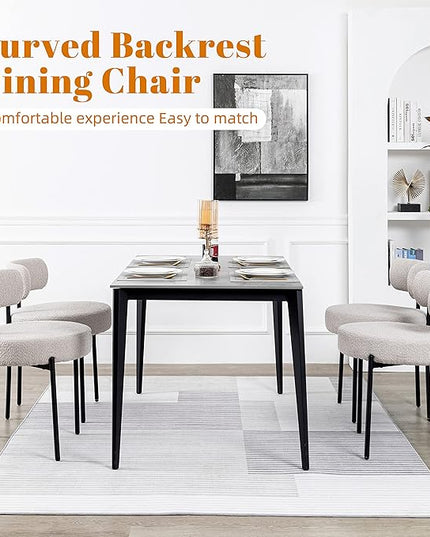 DYHOME Dining Chair One Chair for Kitchen Dining Room Dining Table,Upholstered Boucle Dining Chair with Black Metal Legs,Accent Dining Side Chair,Grey - LeafyLoom