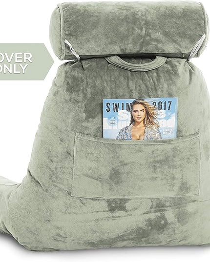 Husband Pillow XXL Cover Only Desert Sage, Microfiber Bed Rest Pillow Cover with Arms - Array of Colors - Generous Side and Back Pockets for Your Favorite Comfy Reading Pillow - LeafyLoom