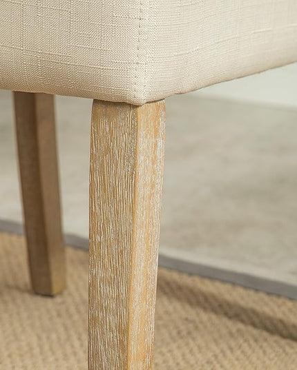 Roundhill Furniture Habit Solid Wood Tufted Parsons Dining Chair (Set of 2), Tan - LeafyLoom