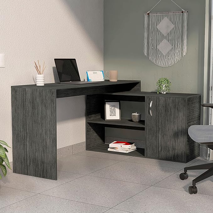 NicBex Kimberly-DW-00042-LWJ Home Office Desks, 45.86"x59.64"x30.11", Gray - LeafyLoom