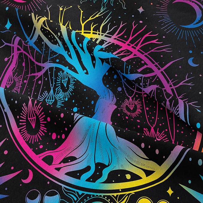 NINENINE Sun and Moon Bedding Set Full Size for Kids Boys Girls,Psychedelic Tree of Life Comforter Gothic Bohemian Bedding,Galaxy Stars Mandala Tribal Bed Set with 1 Comforter 2Pillowcases… - LeafyLoom