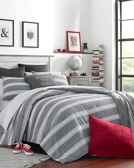 Nautica - Queen Comforter Set, Cotton Reversible Bedding with Matching Shams, Stylish Home Decor (Craver Grey, Queen) - LeafyLoom