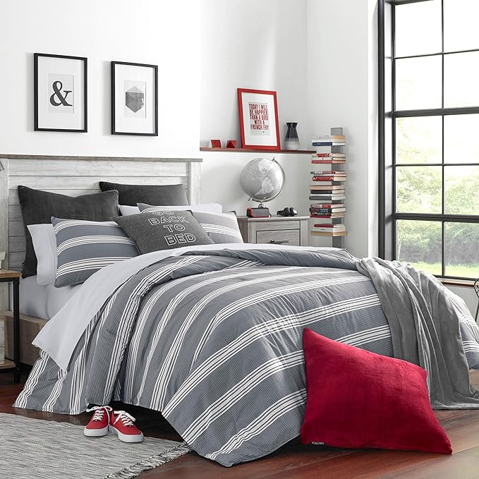 Nautica - Queen Comforter Set, Cotton Reversible Bedding with Matching Shams, Stylish Home Decor (Craver Grey, Queen) - LeafyLoom