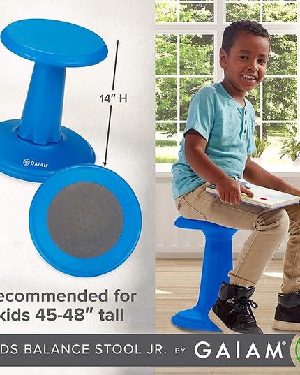 Gaiam Kids Wobble Stool Desk Chair - Alternative Flexible Seating Balance Wiggle Chair | ADHD Sensory Fidget Core Rocker Child Seat Elementary School Classroom Furniture for Student, Toddler, Ages 5-8 - LeafyLoom