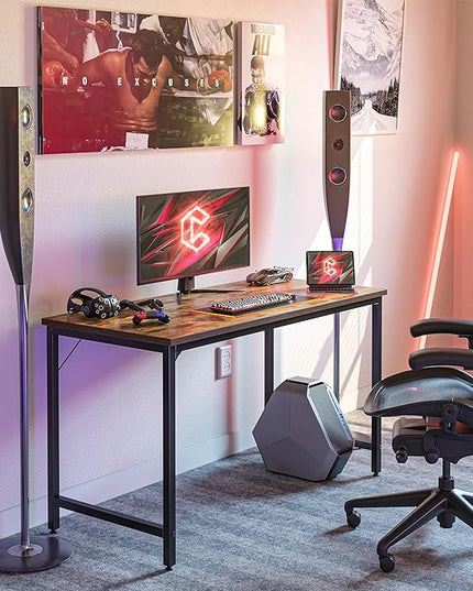CubiCubi Computer Desk, 40 inch Home Office Writing Study Desk, Small Desk, Modern Simple Style, Basic Desk, Brown - LeafyLoom