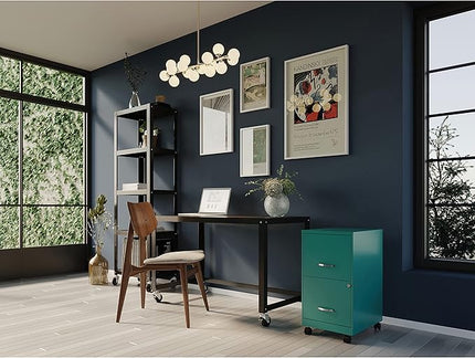 LYS SOHO File/File Mobile Cabinet, Teal - LeafyLoom