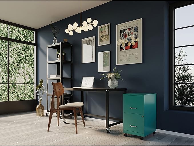 LYS SOHO File/File Mobile Cabinet, Teal - LeafyLoom
